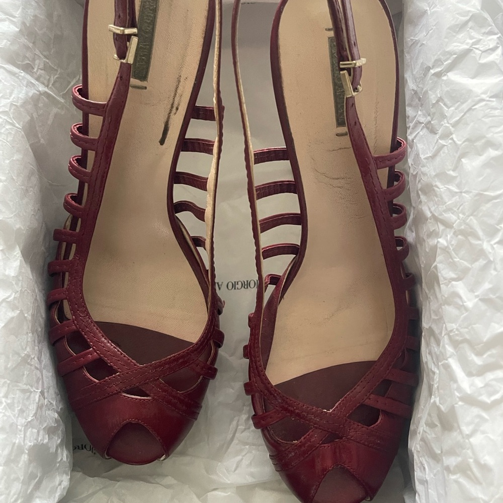 Giorgio Armani Burgundy Strappy Heels